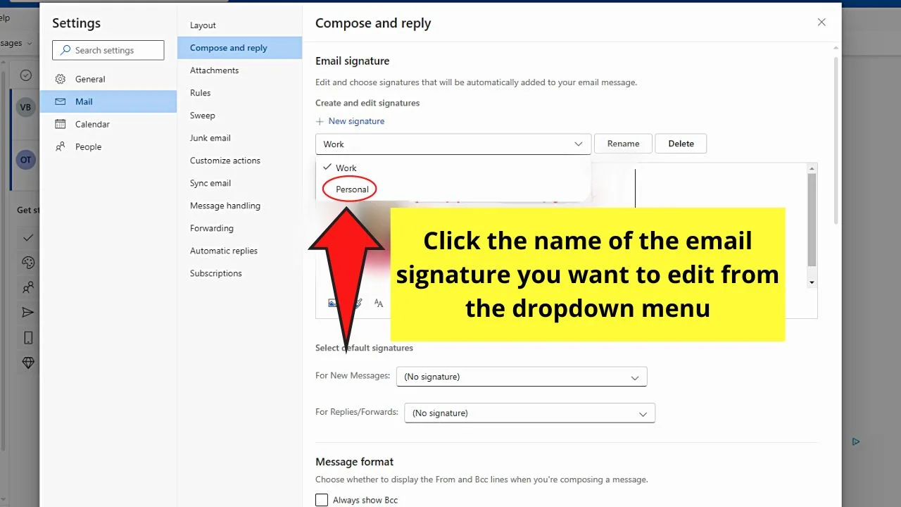 How to Change the Signature in Microsoft Outlook (Desktop or Web Version) Step 5