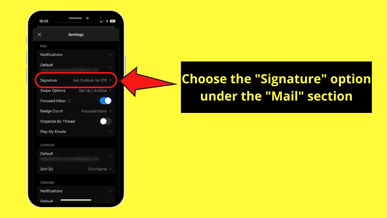 How to Change the Signature in Microsoft Outlook (iPhone or Android) Step 3