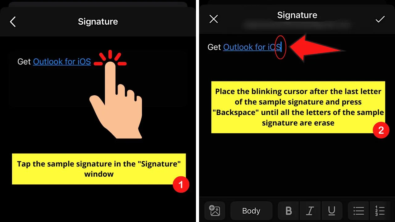 How to Change the Signature in Microsoft Outlook (iPhone or Android) Step 4
