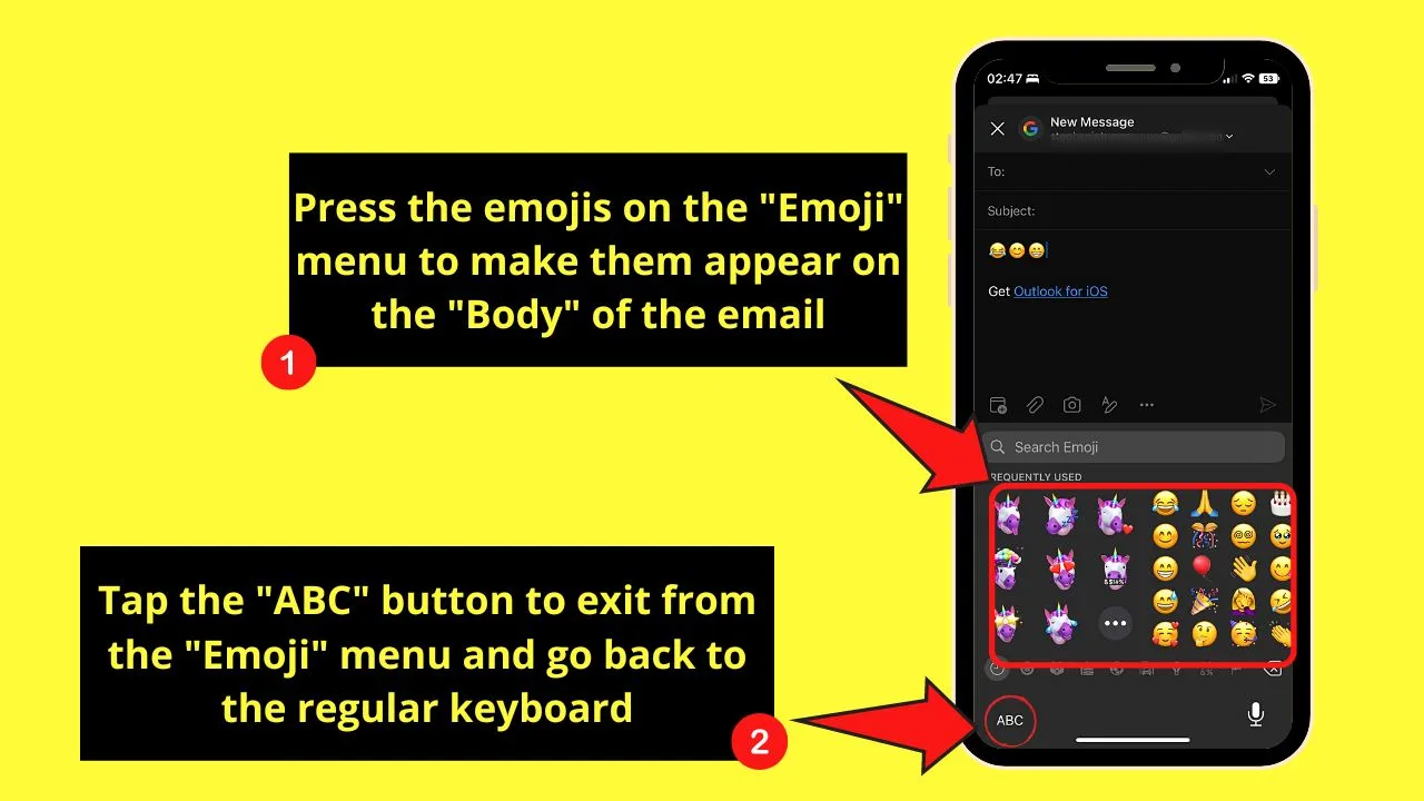 How to Use Emojis in Microsoft Outlook (Mobile) Step 4