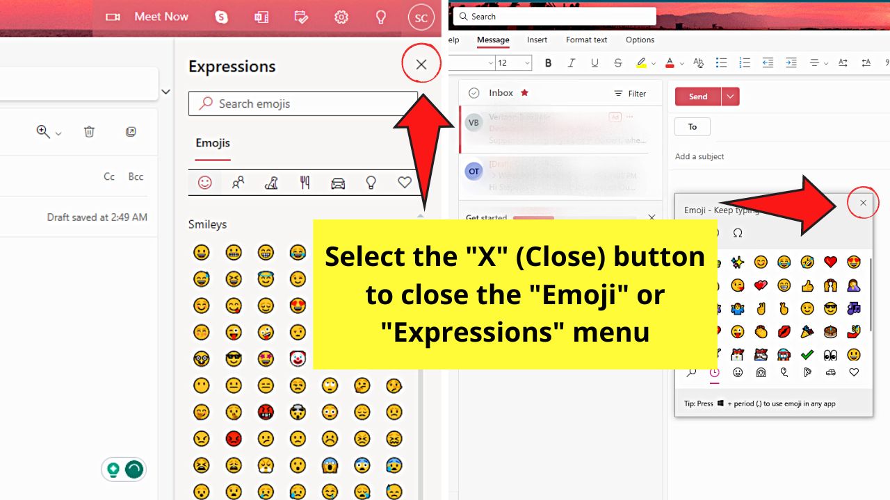 How to Use Emojis in Microsoft Outlook (Website or Desktop) Step 4