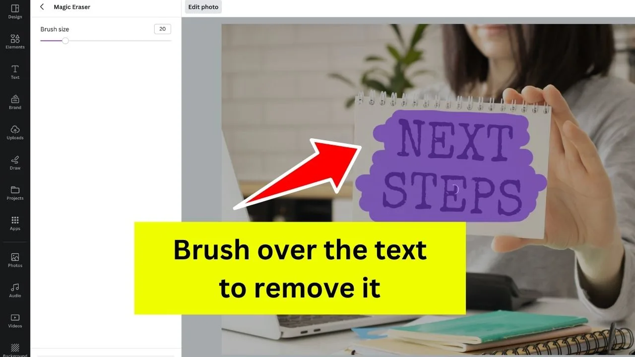 How to Remove Text from an Image in Canva Step 4
