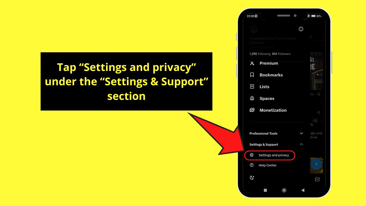 How To Turn Off X (Twitter) Sensitive Content Setting on Android Step 3