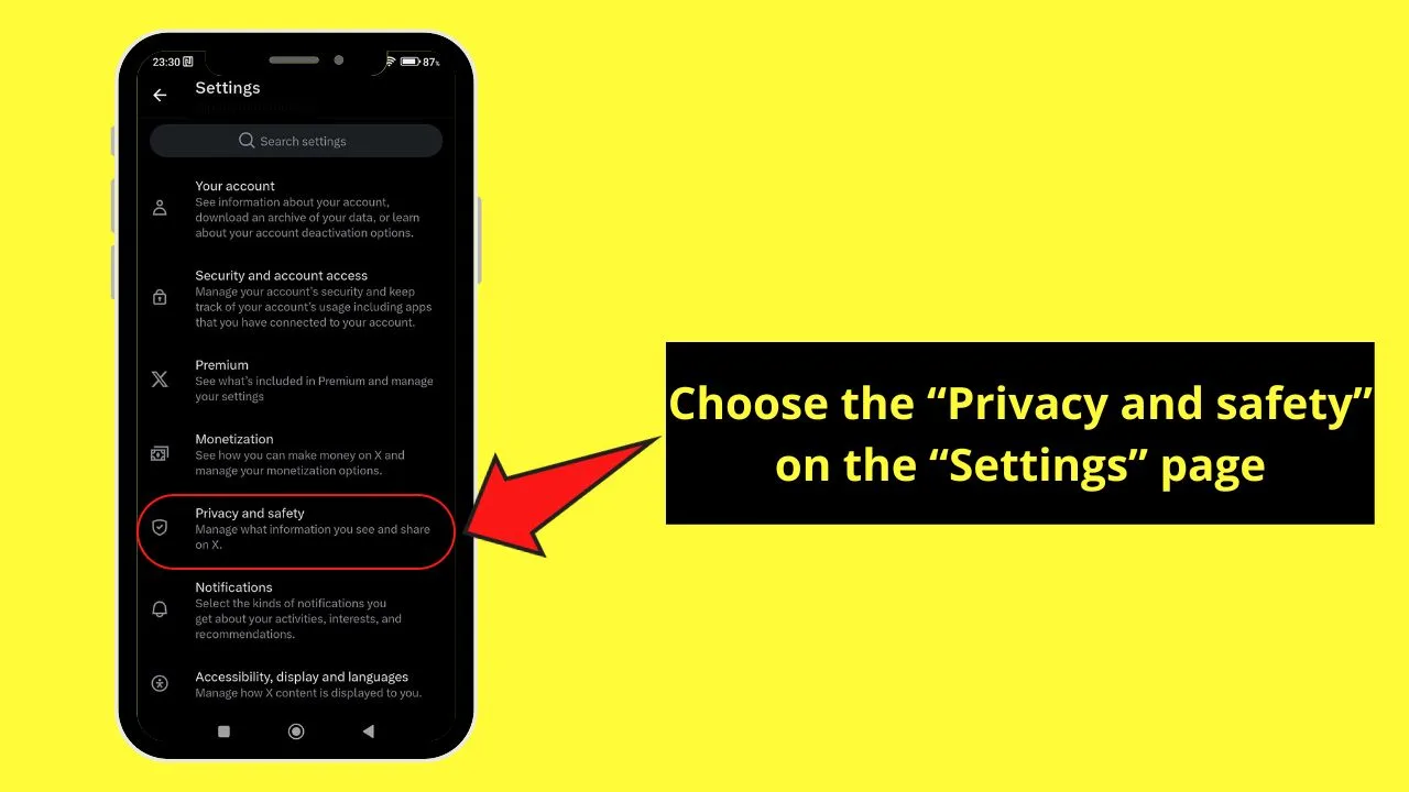 How To Turn Off X (Twitter) Sensitive Content Setting on Android Step 4