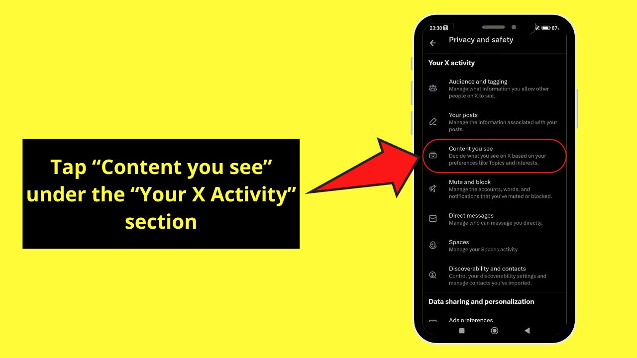 How To Turn Off X (Twitter) Sensitive Content Setting on Android Step 5