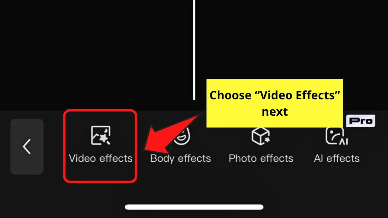 How to Add Motion Blur on CapCut Mobile from the Effects Menu Step 2