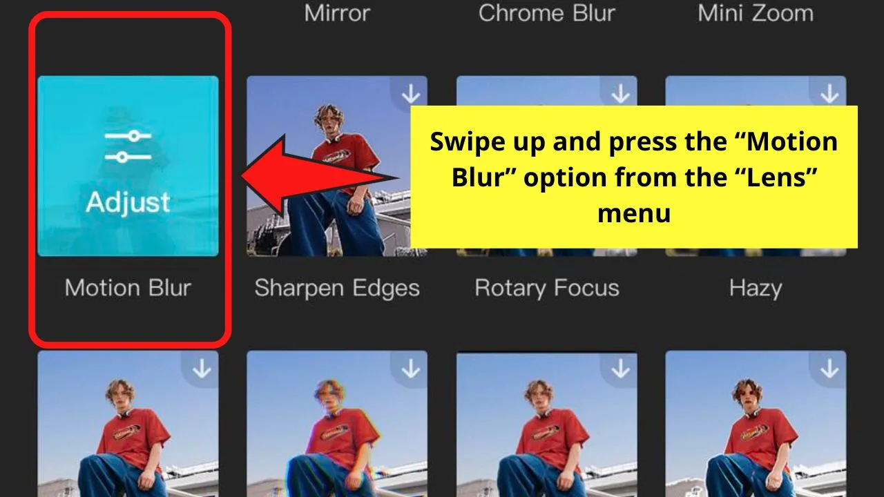 How to Add Motion Blur on CapCut Mobile from the Effects Menu Step 4