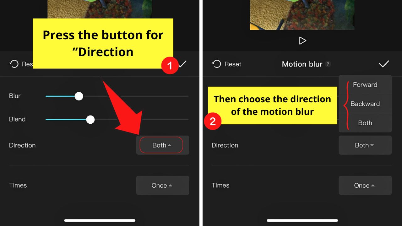 How to Add Motion Blur on Capcut Mobile Step 4