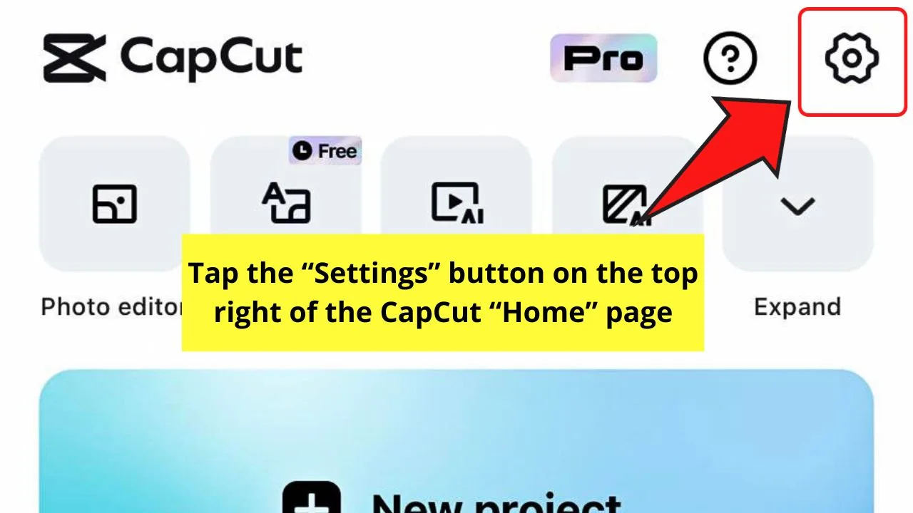 How to Remove Watermark in CapCut in Settings Step 1