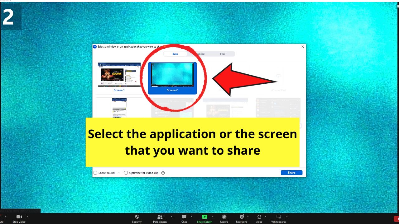 How to Share Screen and Share Files in Zoom Step 2